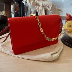 *Summer Steal* Jacquemus Red Gold Logo Chain Shoulder Bag